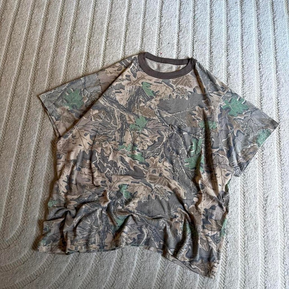 VTG 80s Camo pocket tee size L Single Stitch Streetwear Retro Utility Outdoor